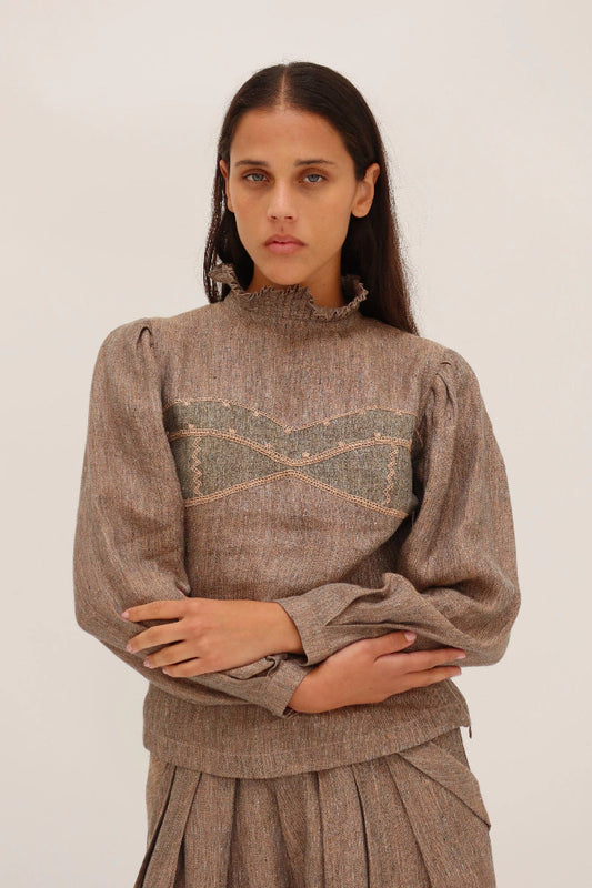YAKAMPOT BLUSA SUSAN LINO BORDADA