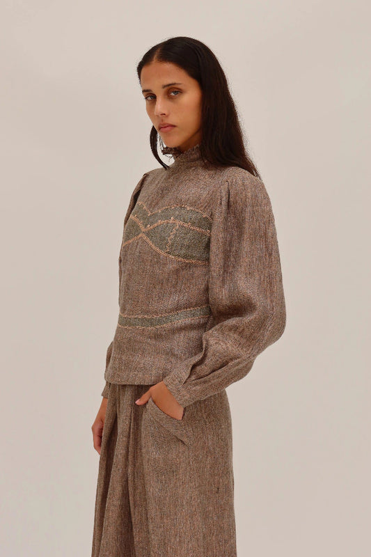 YAKAMPOT BLUSA SUSAN LINO BORDADA