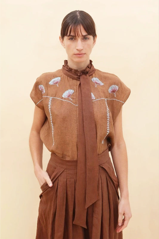 YAKAMPOT BLUSA CARDENAL BARRO BORDADO