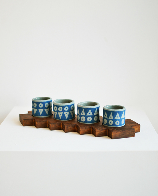 Perro y Arena - Set 4 mezcaleros con tabla cactus