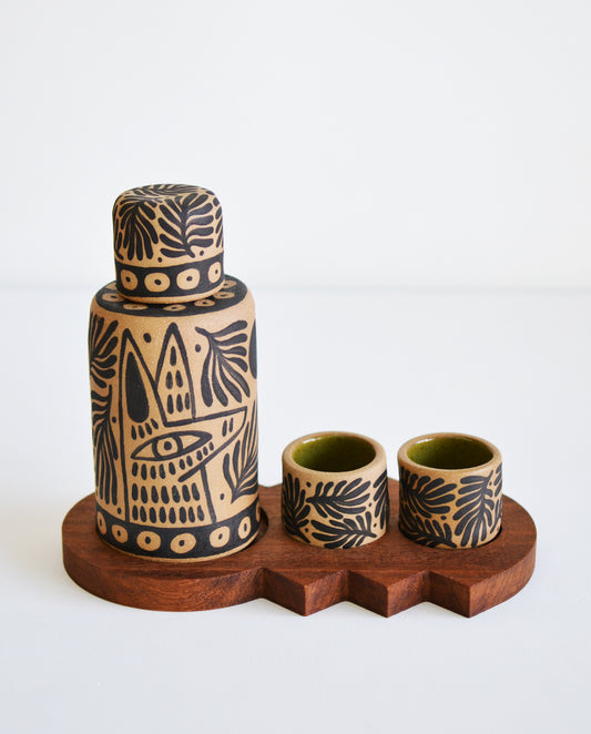 Perro y Arena - Set mezcalero con tabla cactus
