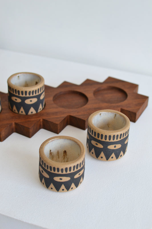 Perro y Arena - Set mezcaleros + base de nogal