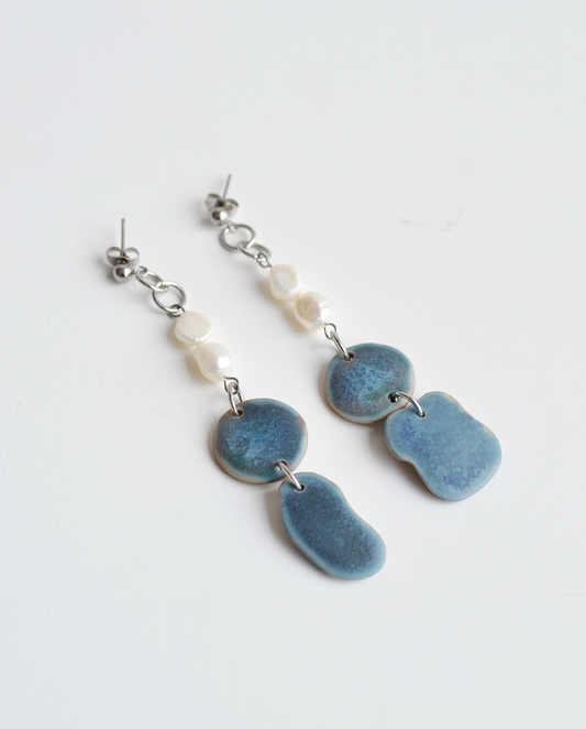 Wear Ceramics Pearl Drop Midnight Blue Earrings