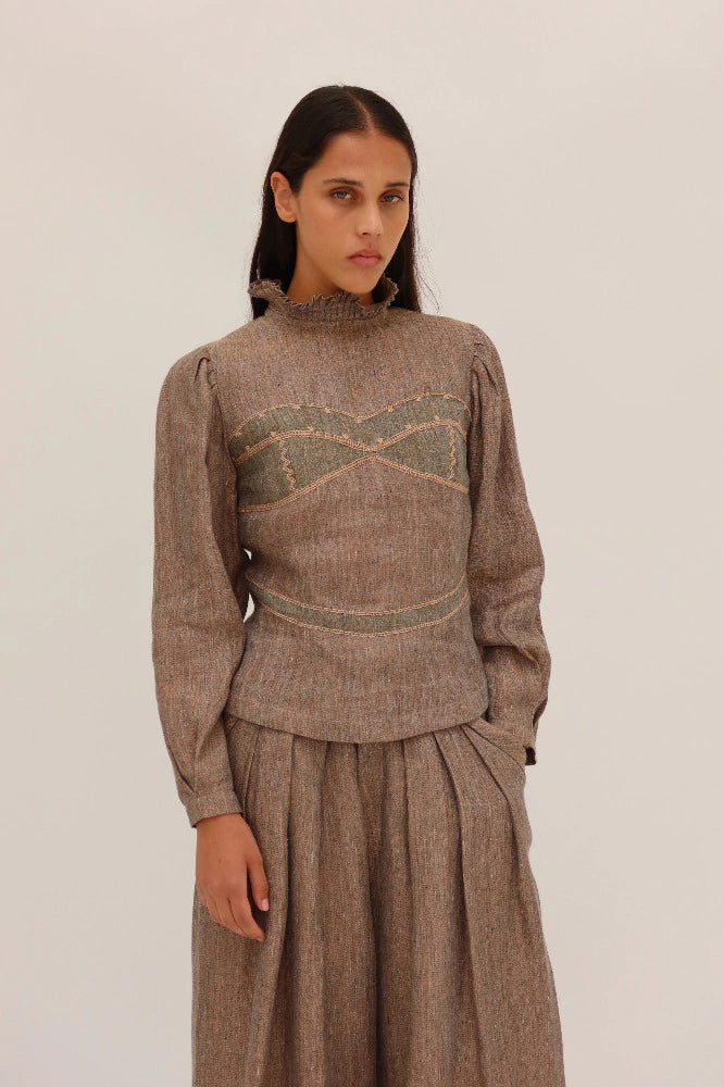 YAKAMPOT BLUSA SUSAN LINO BORDADA