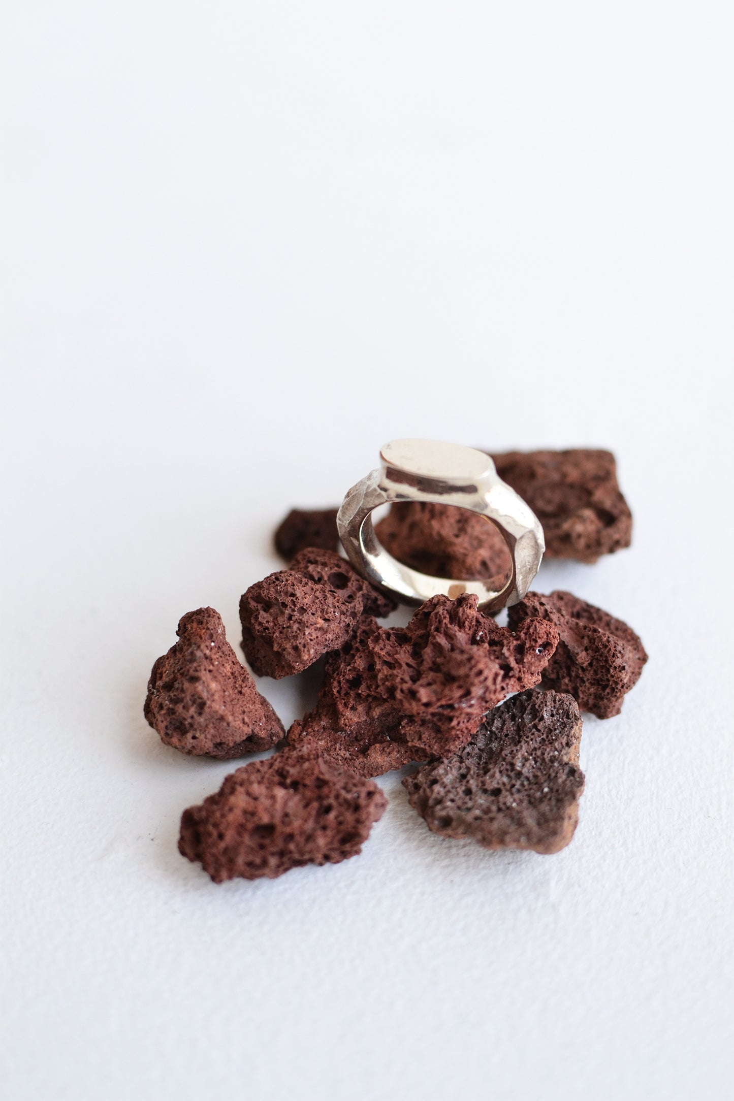 A Veces Hueso - Anillos signet frente oval largo.